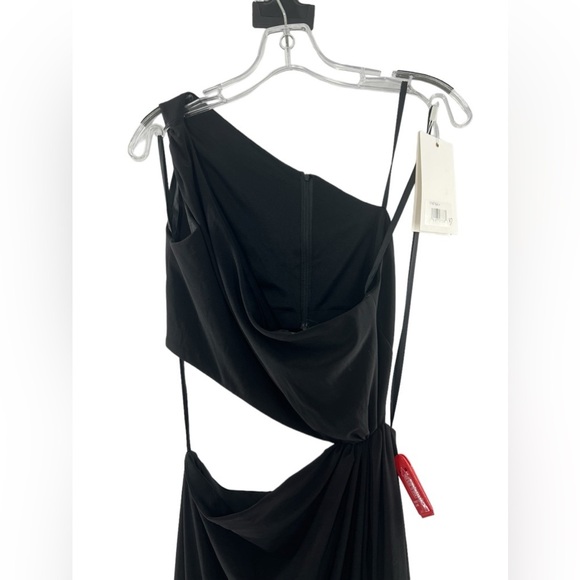 NWT Mac Duggal One Shoulder Ruched Cut Out Jersey BLACK Gown  4 - Picture 6 of 10